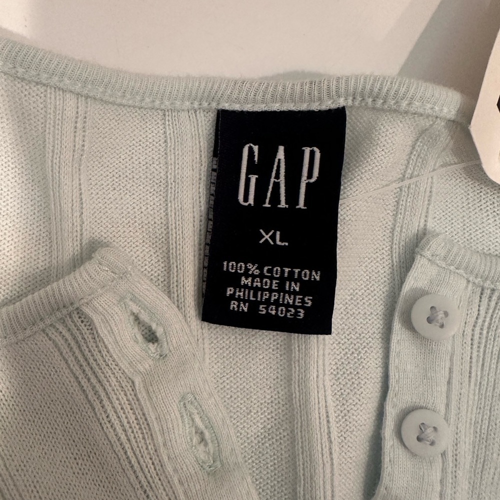GAP Factory NWT Soft Blue Henley Shirt Ribbed Long Sleeve Pastel Casual Sz XL - Picture 8 of 9